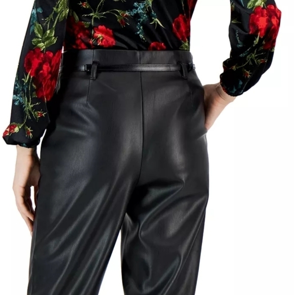 INC International Concepts Women's High Rise Belted Faux-Leather Pants - Picture 4 of 11